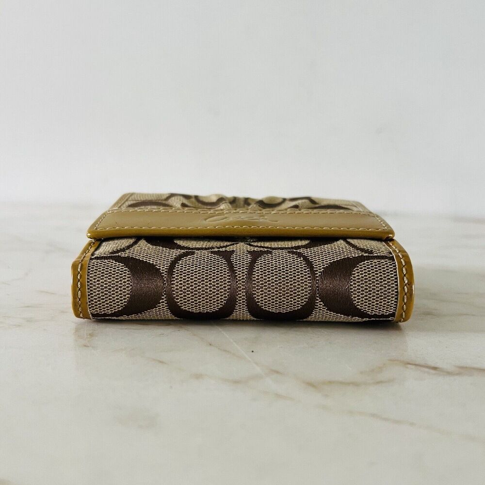 COACH Soho Khaki Putty Signature Canvas Bi-Fold Flap Wallet View 3